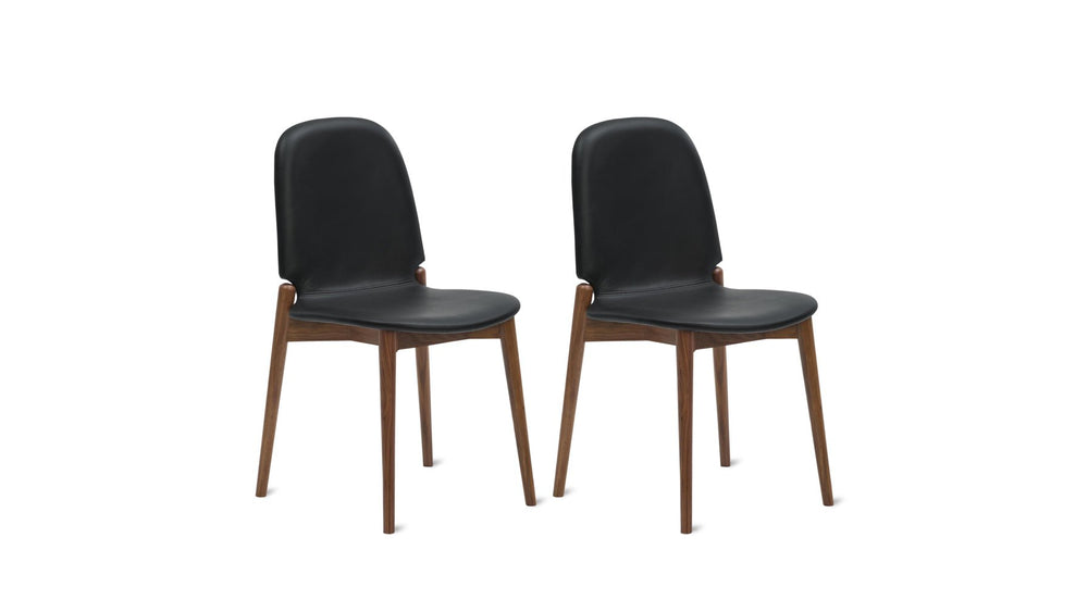 Silla de comedor Dine In (juego de dos), roble/cuero negro