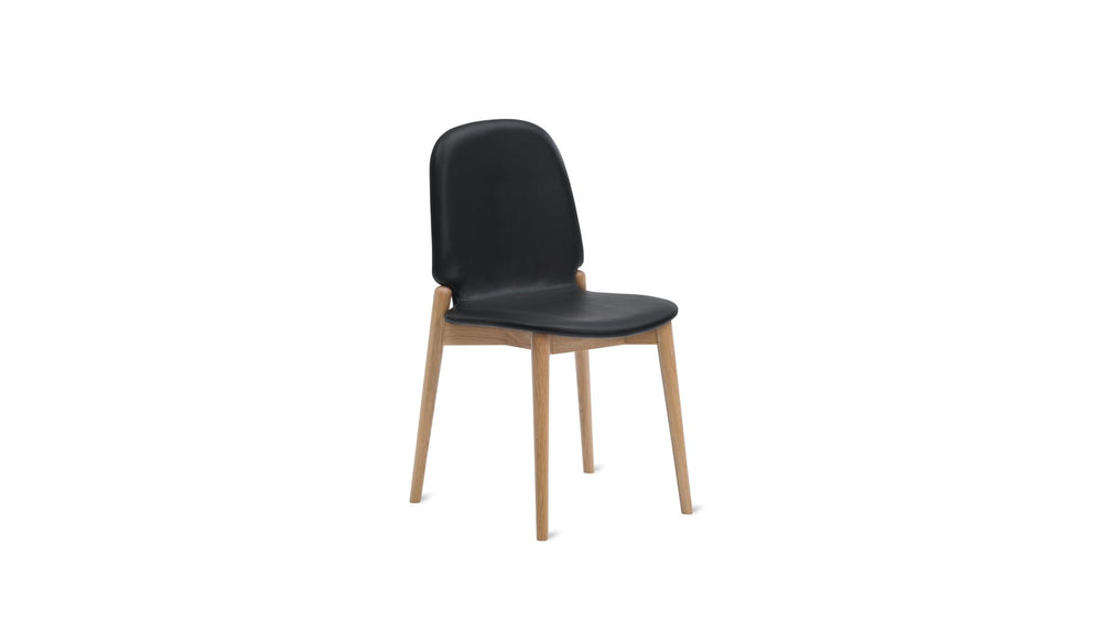 Silla de comedor Dine In (juego de dos), roble/cuero negro