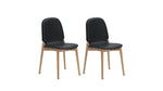 Silla de comedor Dine In (juego de dos), roble/cuero negro
