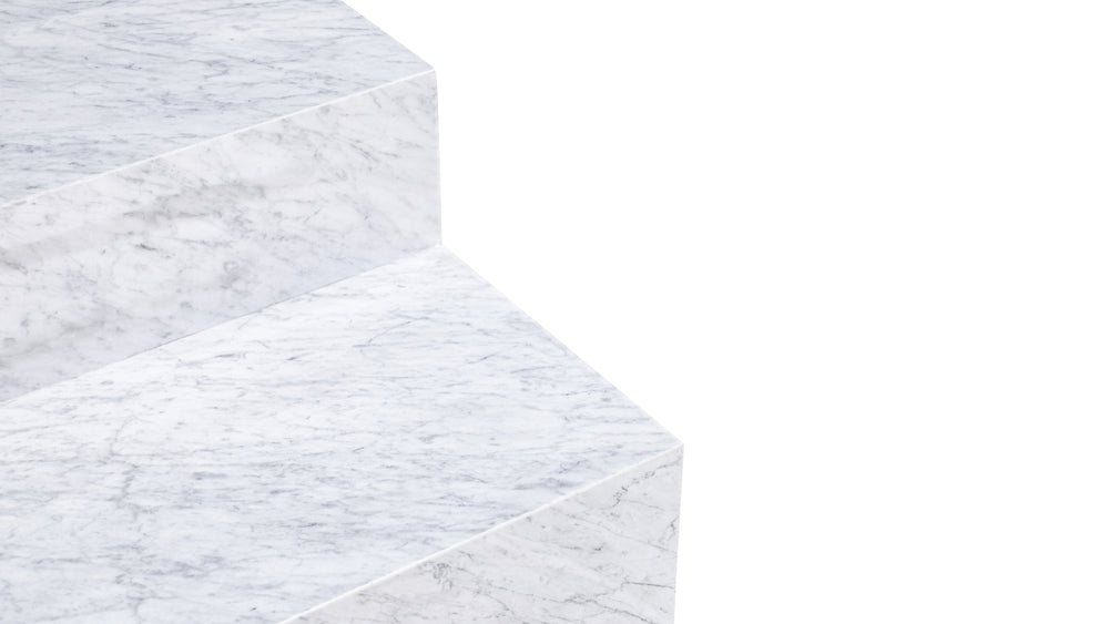 Mesa de centro Align, de varios niveles, mármol Carrara