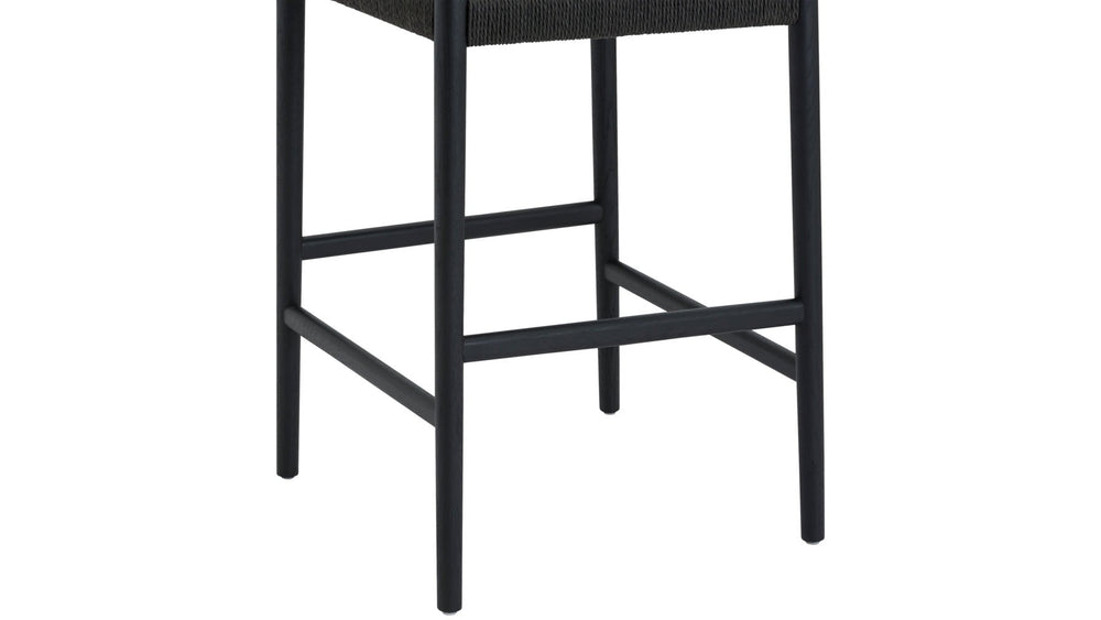 Banqueta de mostrador Dinner Guest, roble negro/ asiento de papercord negro