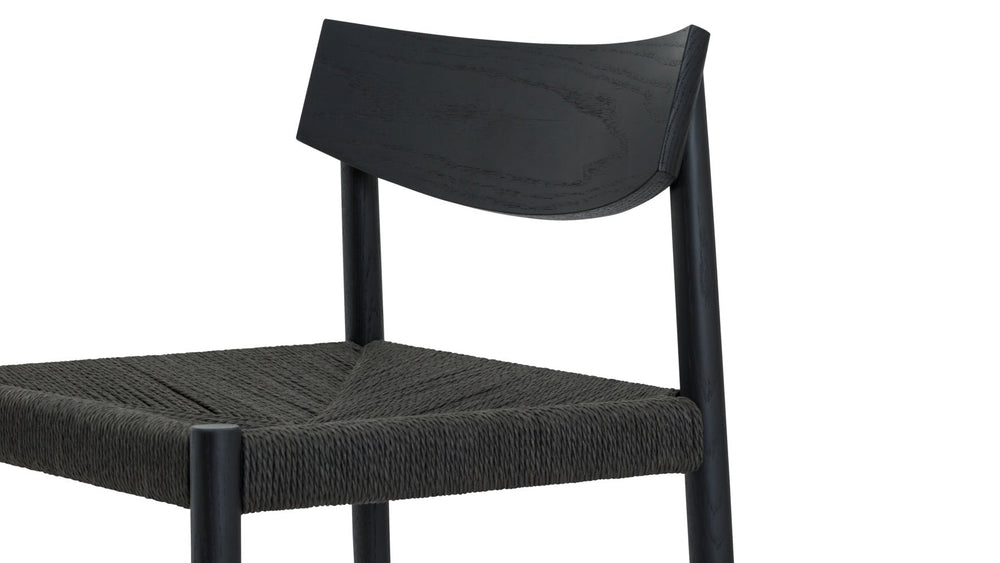 Banqueta de mostrador Dinner Guest, roble negro/ asiento de papercord negro