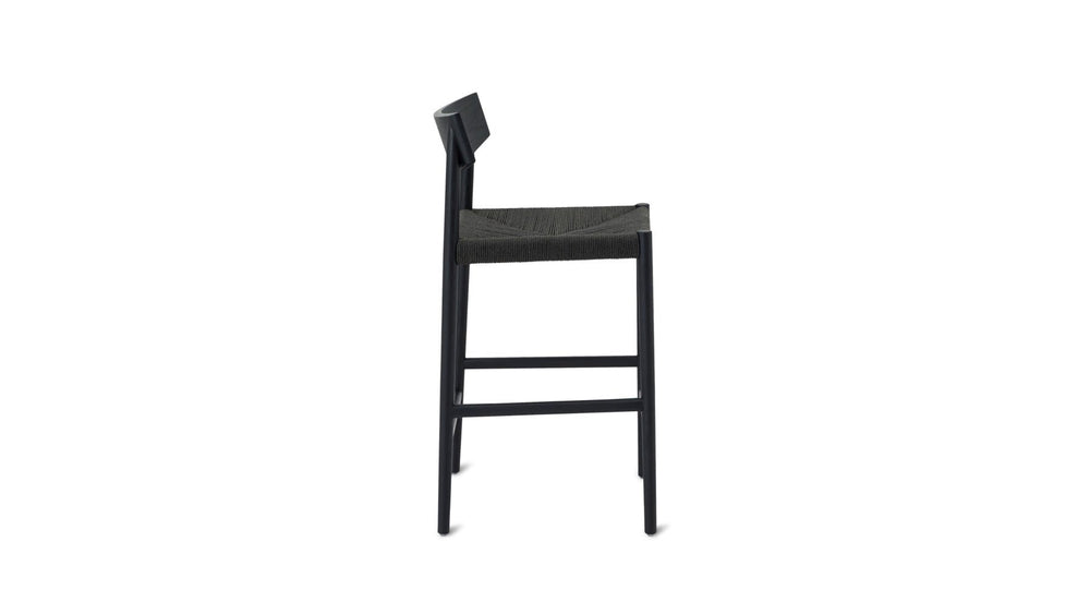 Banqueta de mostrador Dinner Guest, roble negro/ asiento de papercord negro