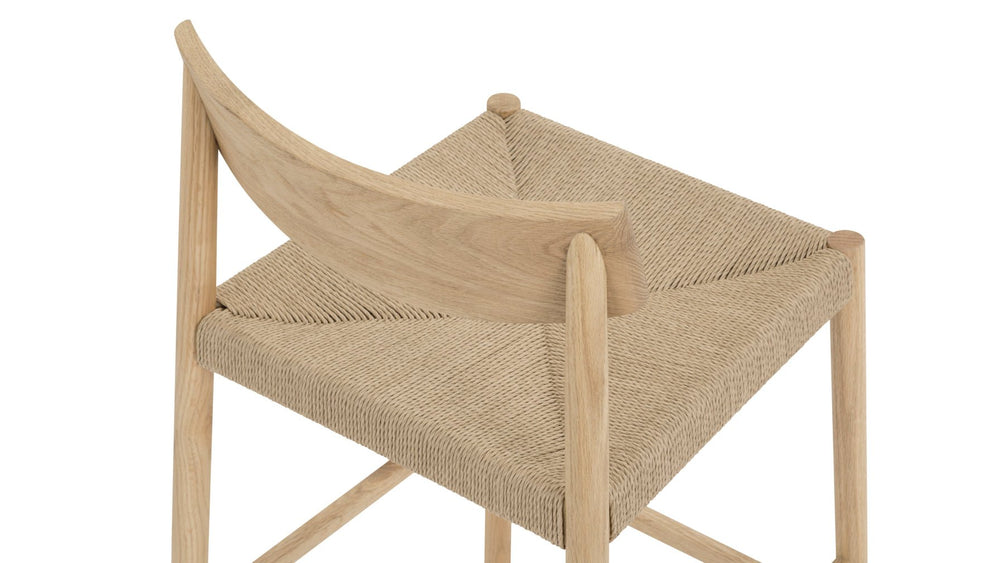 Banqueta de mostrador Dinner Guest, roble blanco / asiento de papercord natural