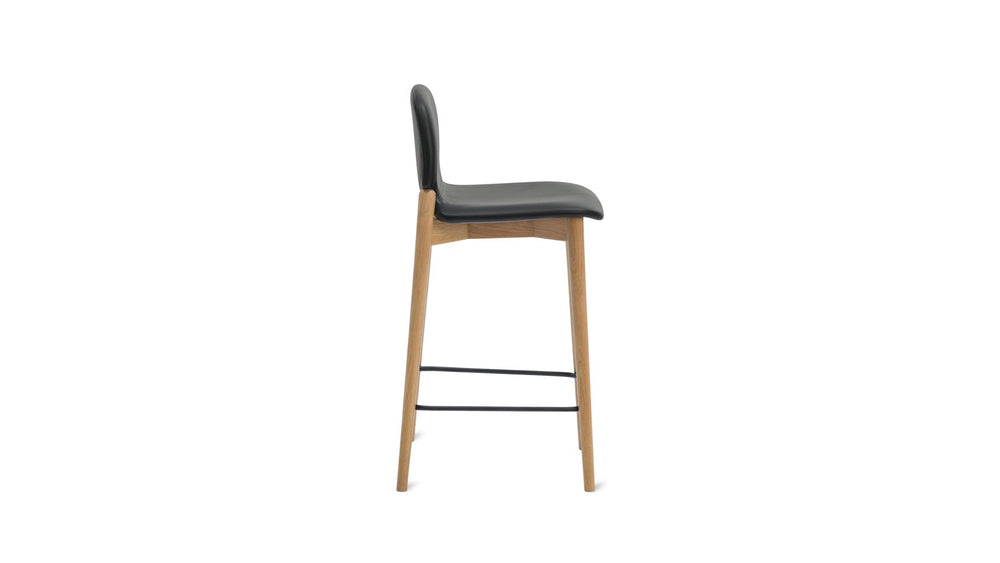 Taburete de mostrador Dine In, roble/piel negra