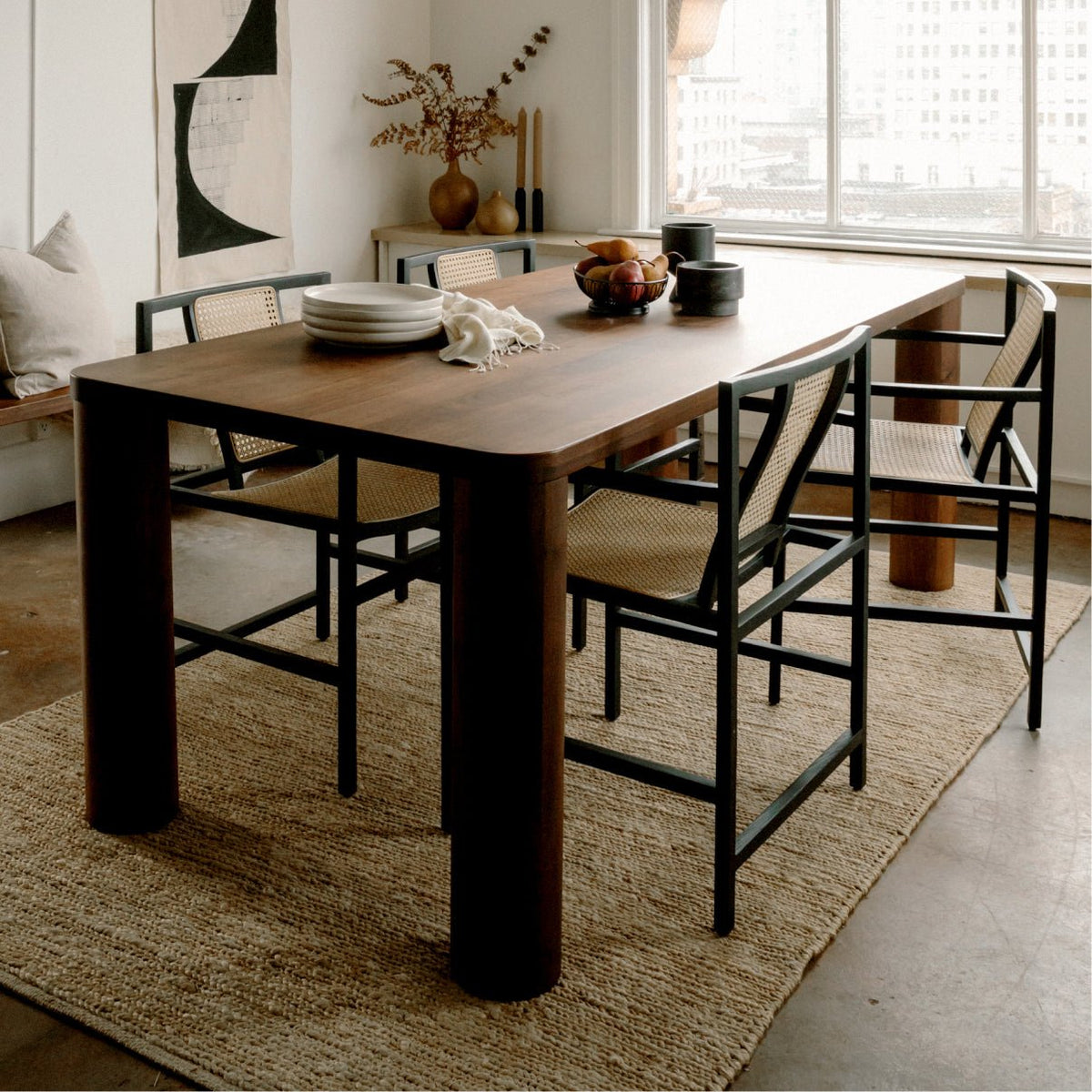 Mesa de comedor Field, para 4-6 personas, nogal americano