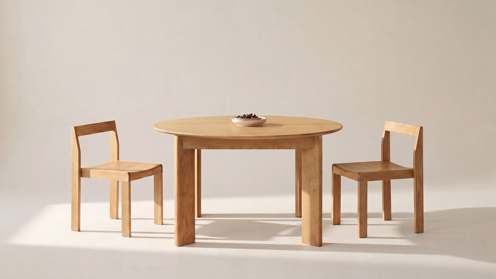 Mesa de comedor redonda extensible Frame, para 4-8 personas, roble