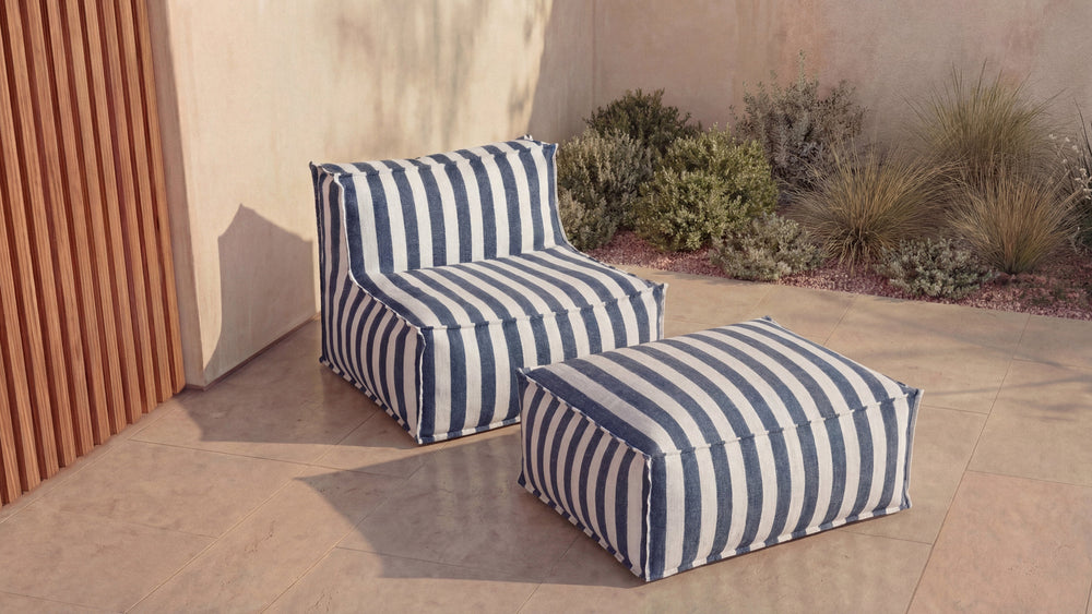 Silla sin brazos para exteriores Make Waves, Rayas Océano