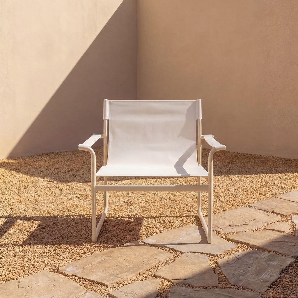 Silla lounge para exterior Poolside, marfil
