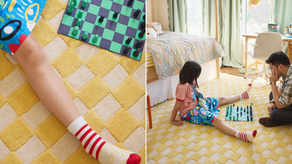 Alfombra Checkers x Scott Sueme, 5x7, Aloe