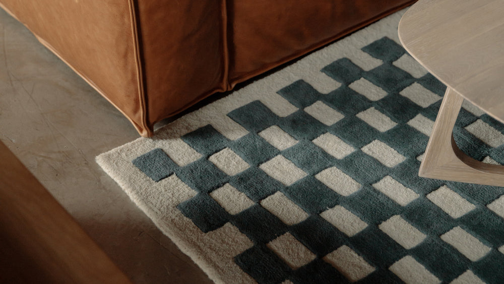 Alfombra Checkers x Scott Sueme, 5x7, Aloe