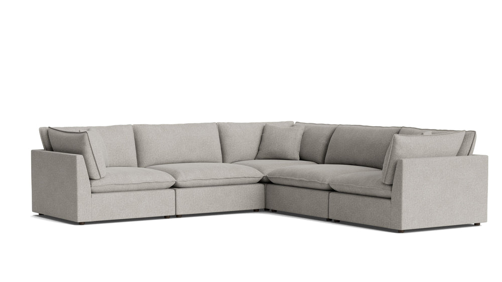 Chill Time Seccional modular cerrado de 5 piezas, avellana