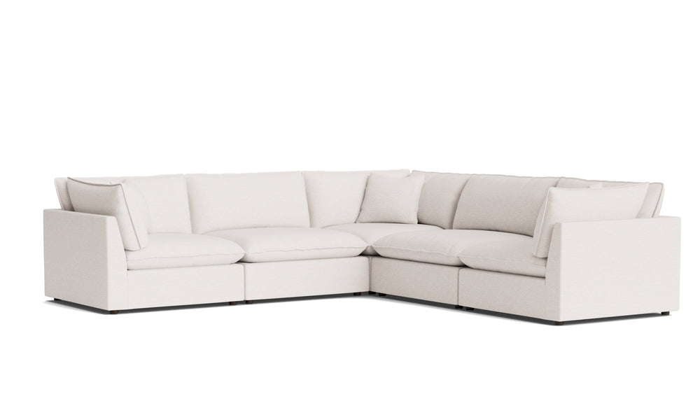 Chill Time Seccional modular cerrado de 5 piezas, avellana