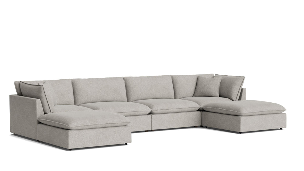 Chill Time Seccional modular en U de 6 piezas, gris jaspeado