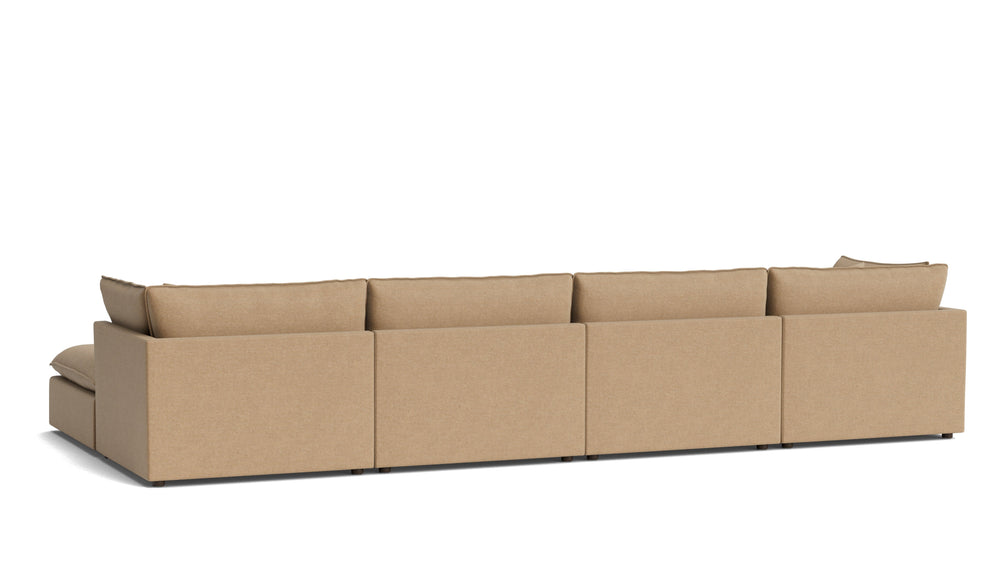 Seccional modular en forma de U Chill Time de 6 piezas, color avellana