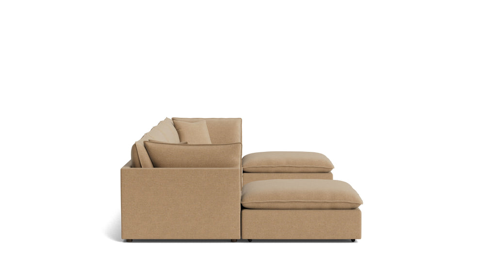 Seccional modular en forma de U Chill Time de 6 piezas, color avellana