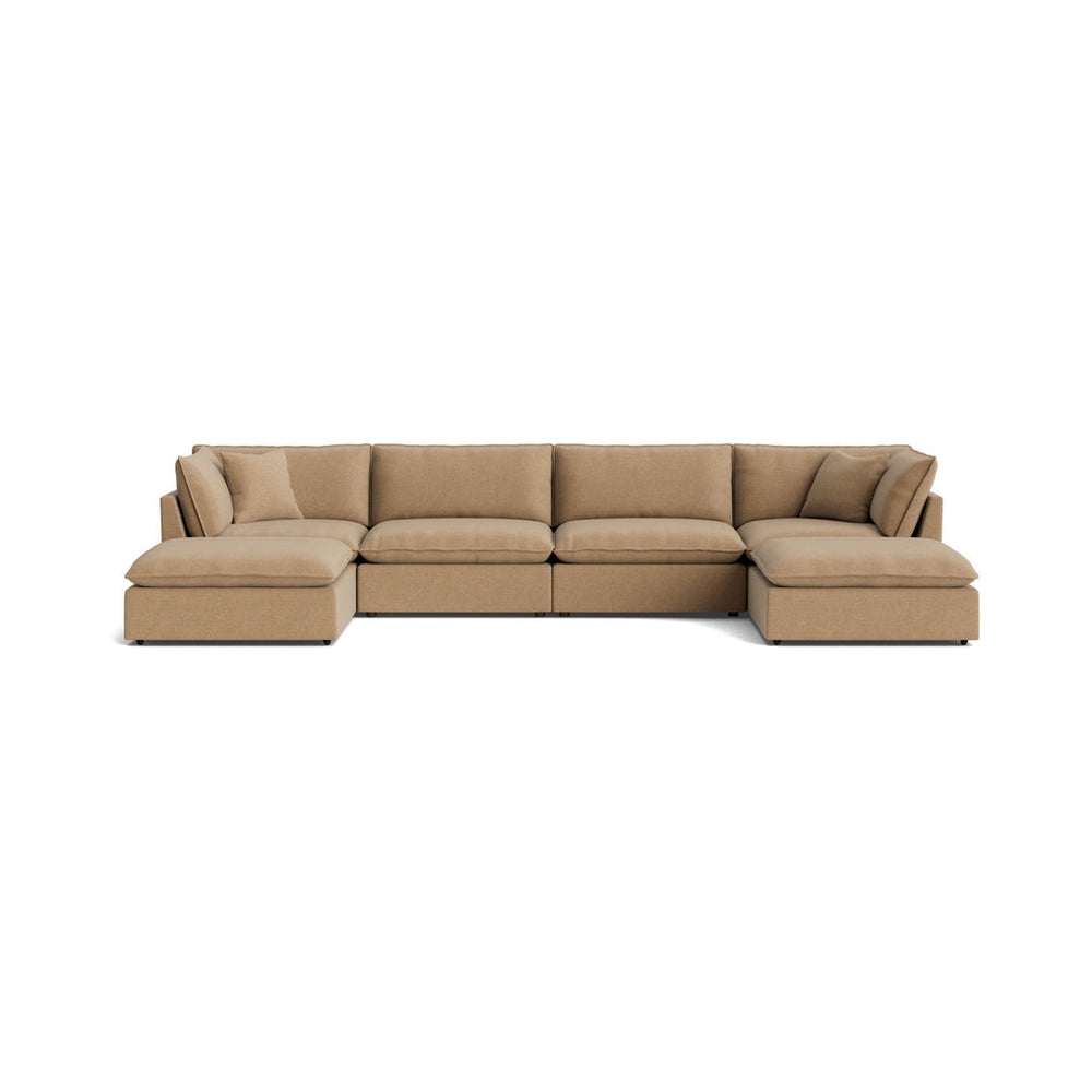Seccional modular en forma de U Chill Time de 6 piezas, color avellana