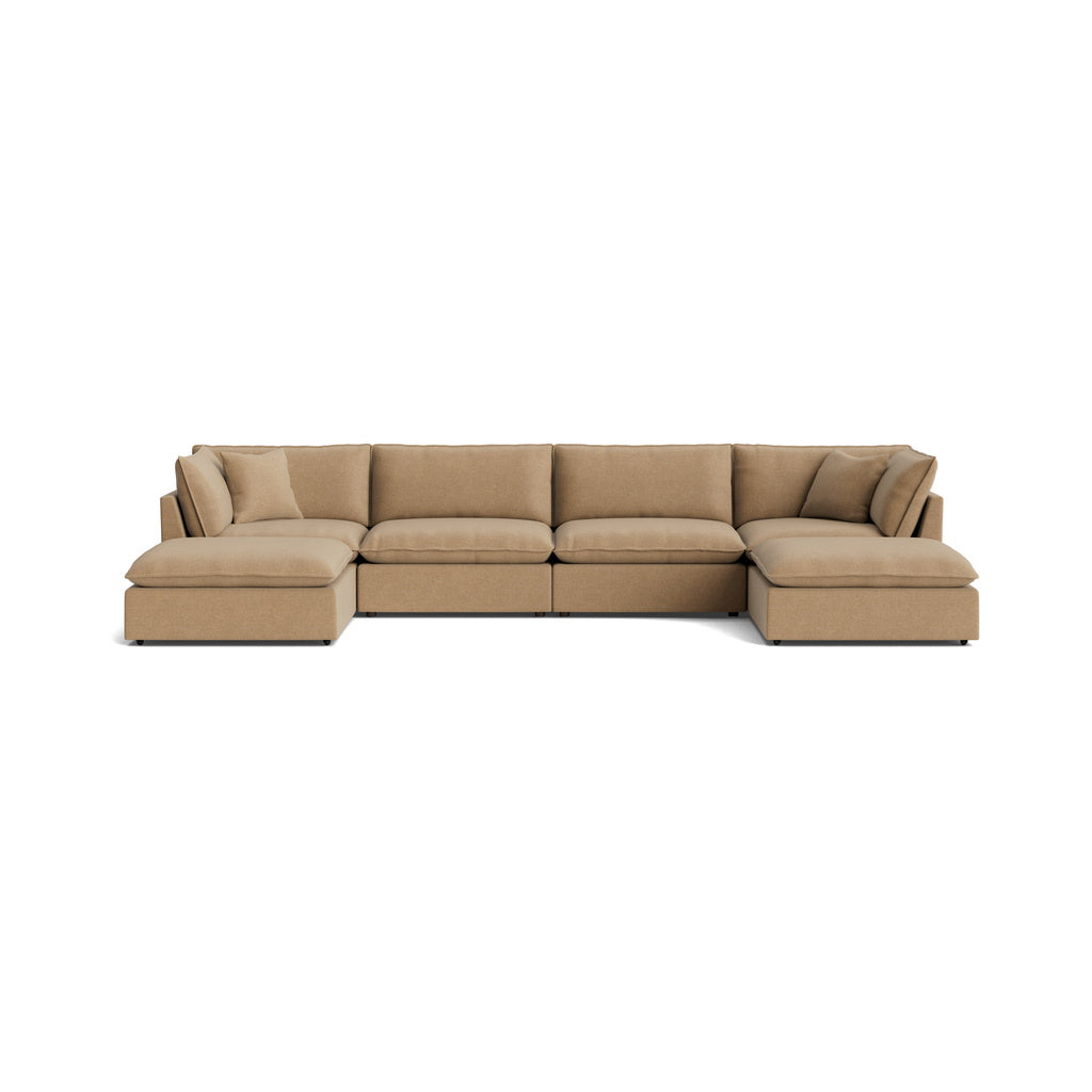 Seccional modular en forma de U Chill Time de 6 piezas, color avellana