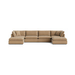 Seccional modular en forma de U Chill Time de 6 piezas, color avellana