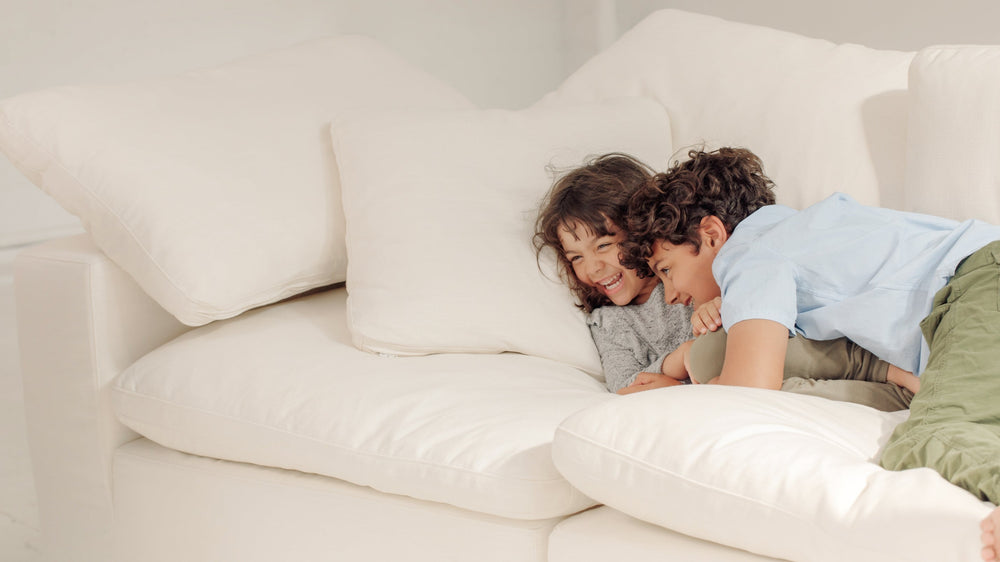 Movie Night™ Seccional modular de 4 piezas, cerrado, grande, lino crema