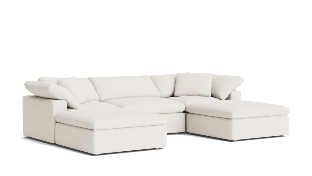 Seccional modular en forma de U Movie Night™ de 5 piezas, grande, en lino color crema