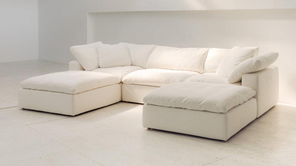 Seccional modular en forma de U Movie Night™ de 5 piezas, grande, en lino color crema