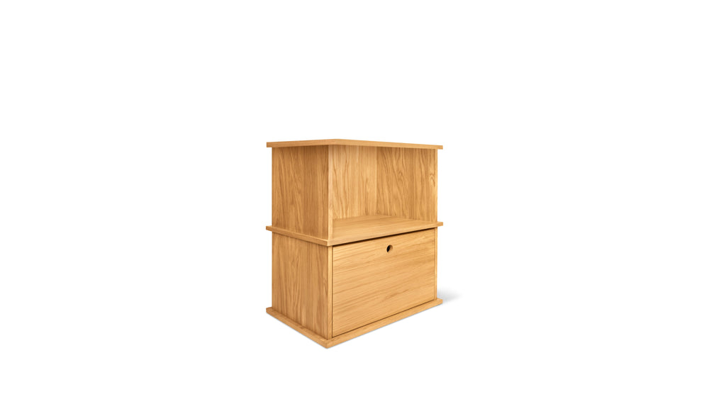 Keep Stacking Storage System, conjunto de 2 piezas (una abierta y una cerrada), roble blanco