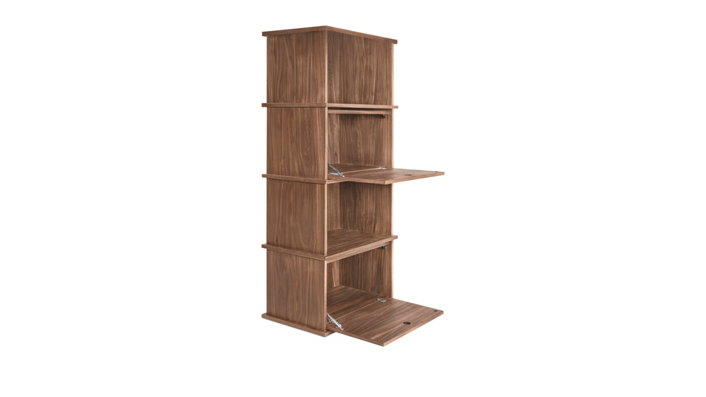 Keep Stacking Storage System — conjunto alto de 4 piezas, abierto y cerrado, nogal