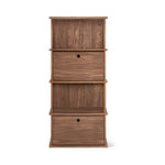 Keep Stacking Storage System — conjunto alto de 4 piezas, abierto y cerrado, nogal