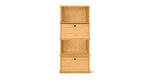 Keep Stacking Storage System — conjunto de 4 piezas altas, con módulos abiertos y cerrados, en roble blanco