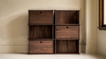 Keep Stacking Storage System, 6 piezas, abiertas y cerradas, nogal