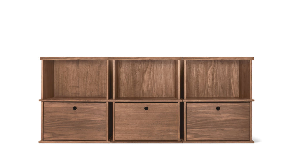 Keep Stacking Storage System, 6 piezas, abiertas y cerradas, nogal
