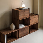 Keep Stacking Storage System, 6 piezas, abiertas y cerradas, nogal