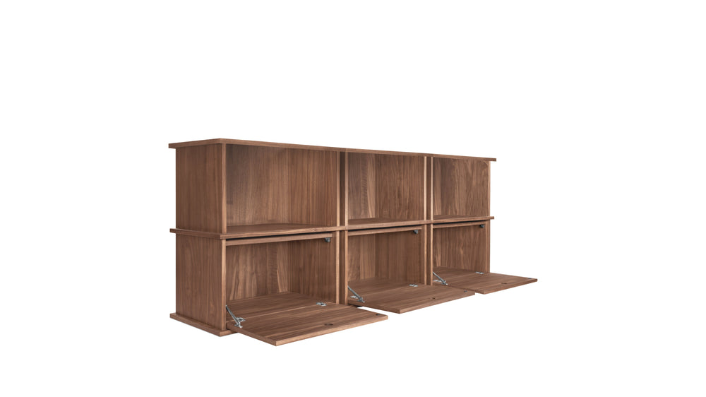 Keep Stacking Storage System, 6 piezas, abiertas y cerradas, nogal