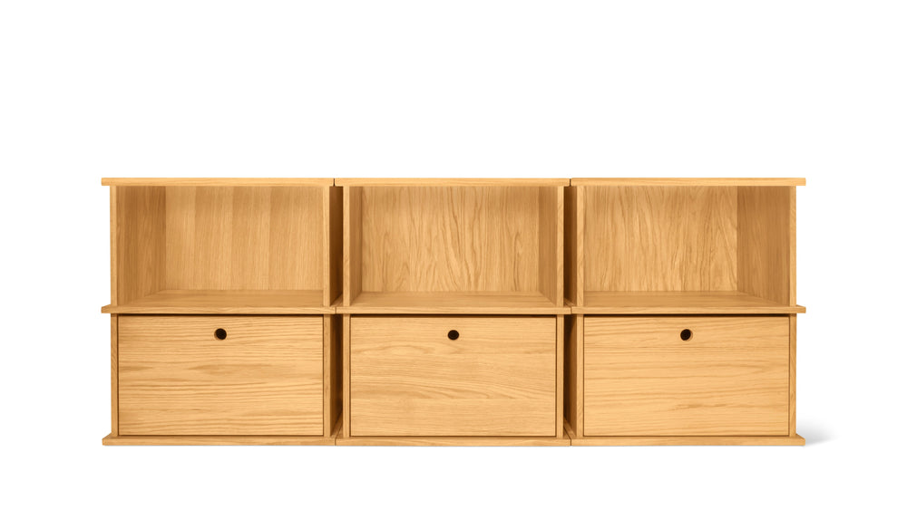 Keep Stacking Storage System, 6 piezas, abiertos y cerrados, roble blanco