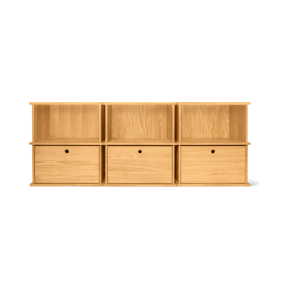 Keep Stacking Storage System, 6 piezas, abiertos y cerrados, roble blanco